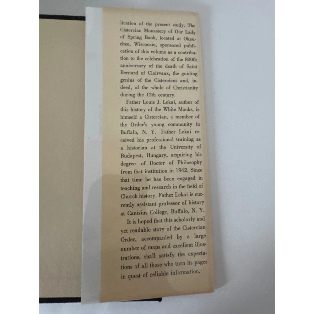 The White Monks by Louis J. Lekai Cistercian Monastery 1953 Hardcover